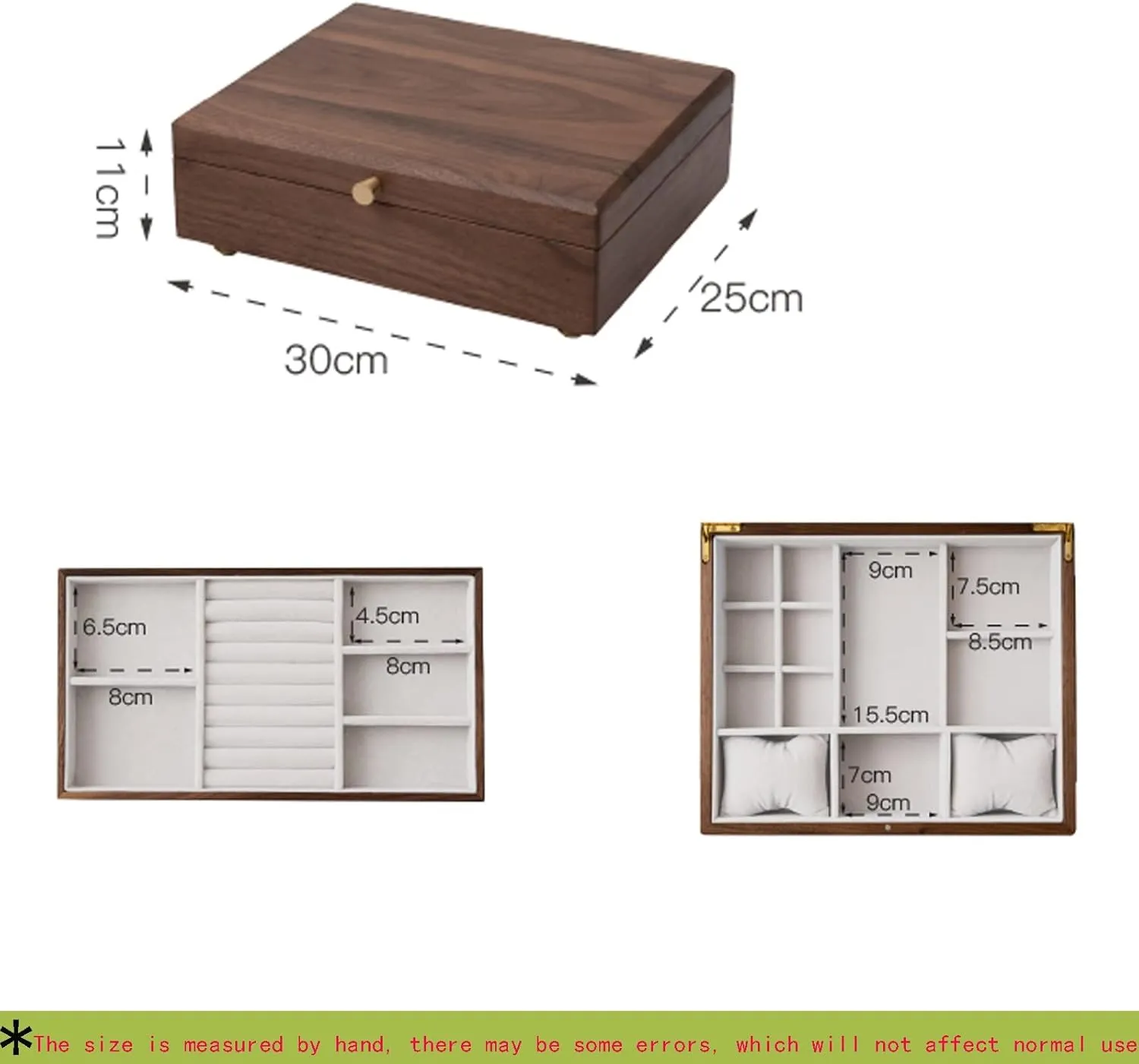 Case Jewelry Organizer Holder, 30X25X11cm, with lock, velvet cloth, Bracelet, Watch, yogurt Egypt Necklace, Earrings, and Accessories Rustic Wooden Jewelry Organizer Box, Watch Box Watch 