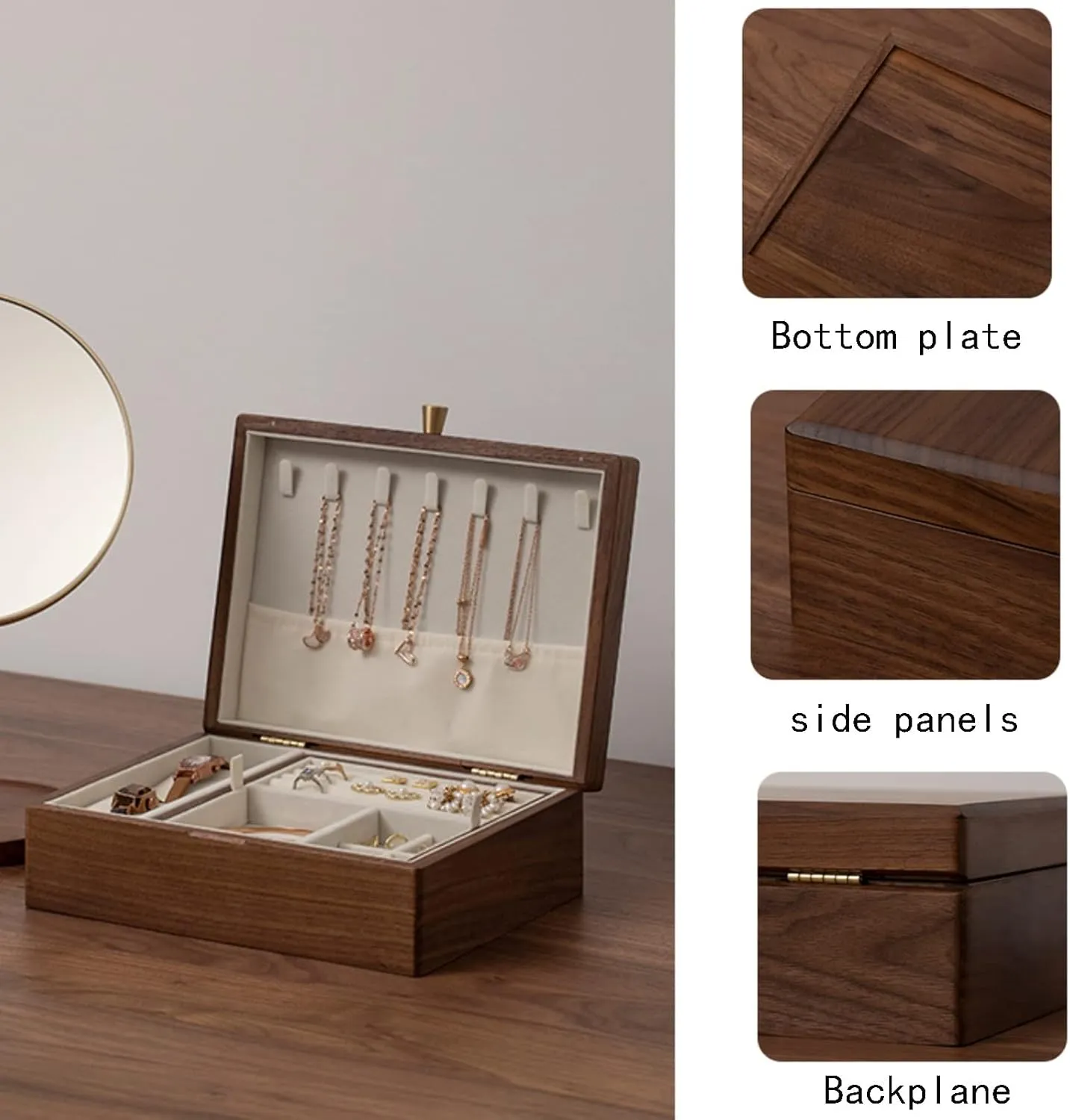 Case Jewelry Organizer Holder, 30X25X11cm, with lock, velvet cloth, Bracelet, Watch, yogurt Egypt Necklace, Earrings, and Accessories Rustic Wooden Jewelry Organizer Box, Watch Box Watch 