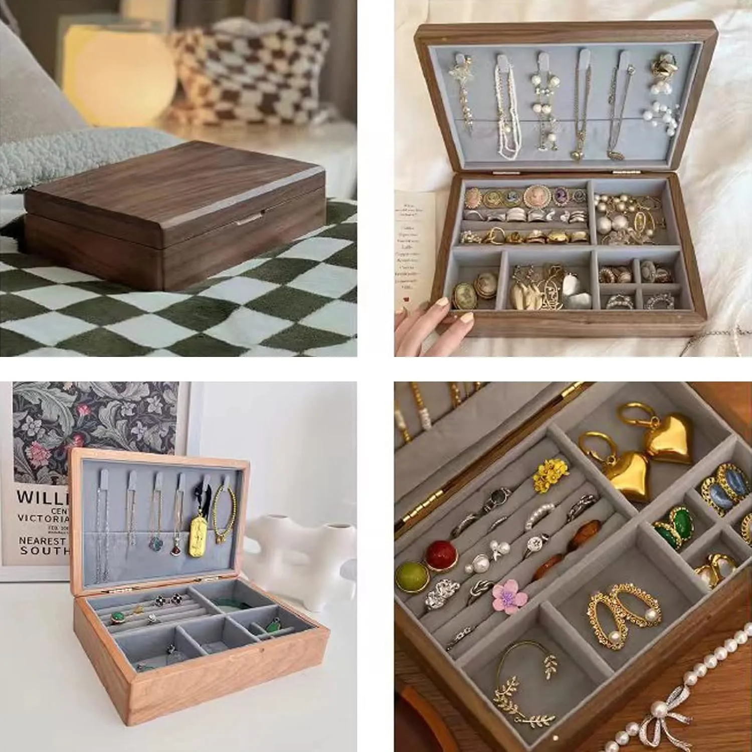 Case Jewelry Organizer Holder, 30X25X11cm, with lock, velvet cloth, Bracelet, Watch, yogurt Egypt Necklace, Earrings, and Accessories Rustic Wooden Jewelry Organizer Box, Watch Box Watch 