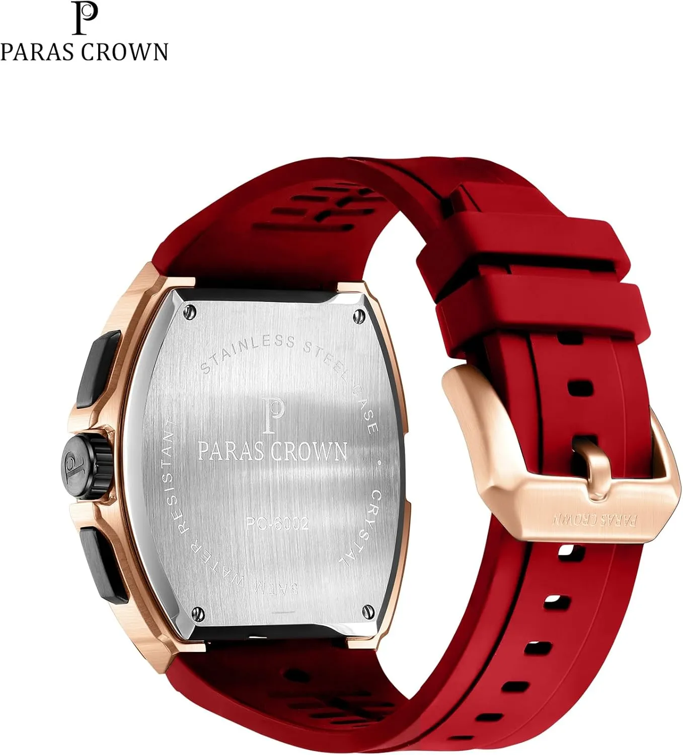 Case Mens Watches Paras Crown Watches for Men Tonneau subjective cruise unify recede promise puzzle 5ATM Waterproof Quartz Luxury Chronograph Analog Men's Wrist Watches Stainless Steel 