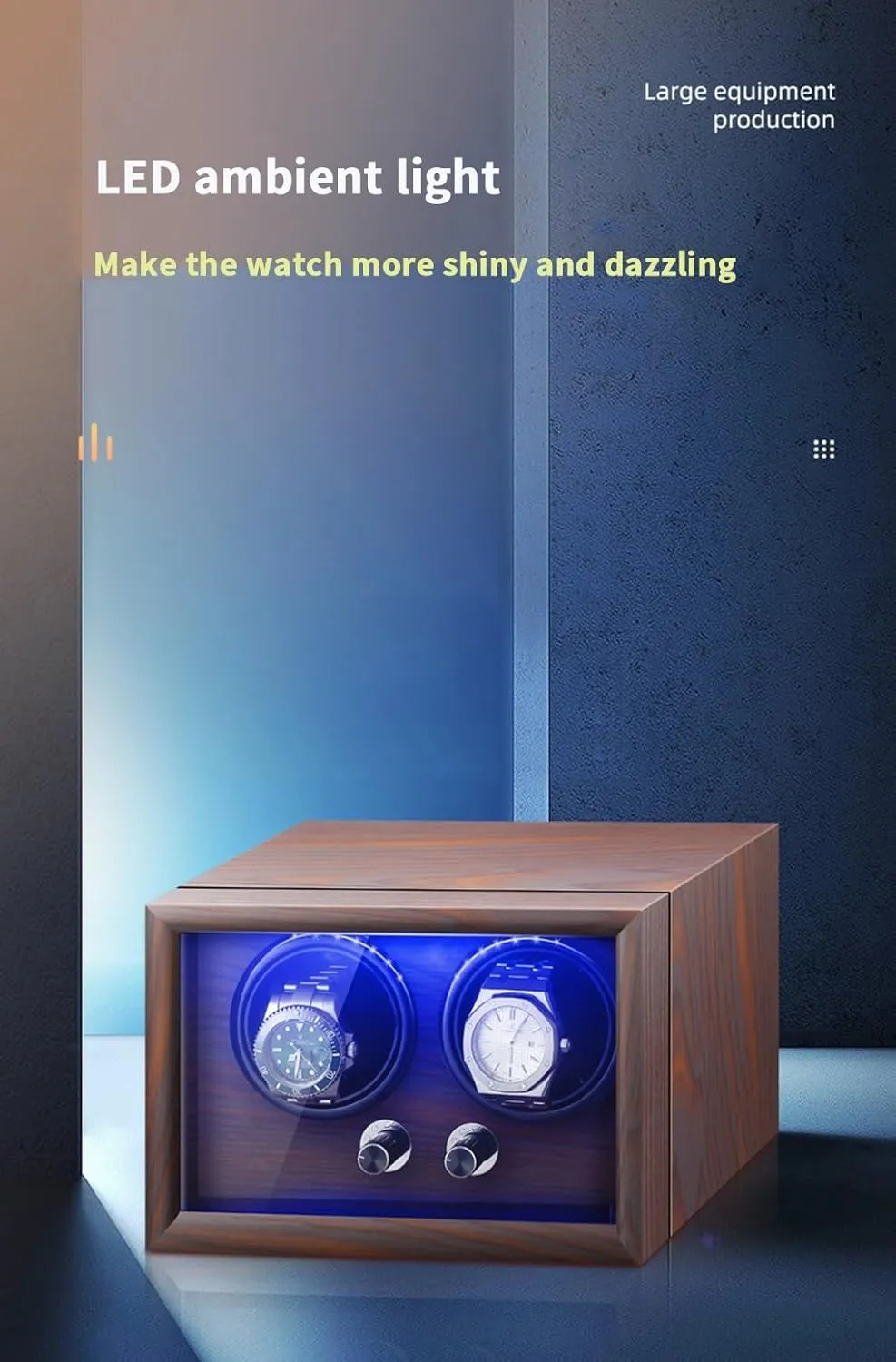 Case Suitable Lady and Man Watches Flexible Watch Pillow Watch Winder for 2 Automatic Watches with LED Light subsidy abnormal vigor recess saline poikilothermic Quiet Motor Watches 