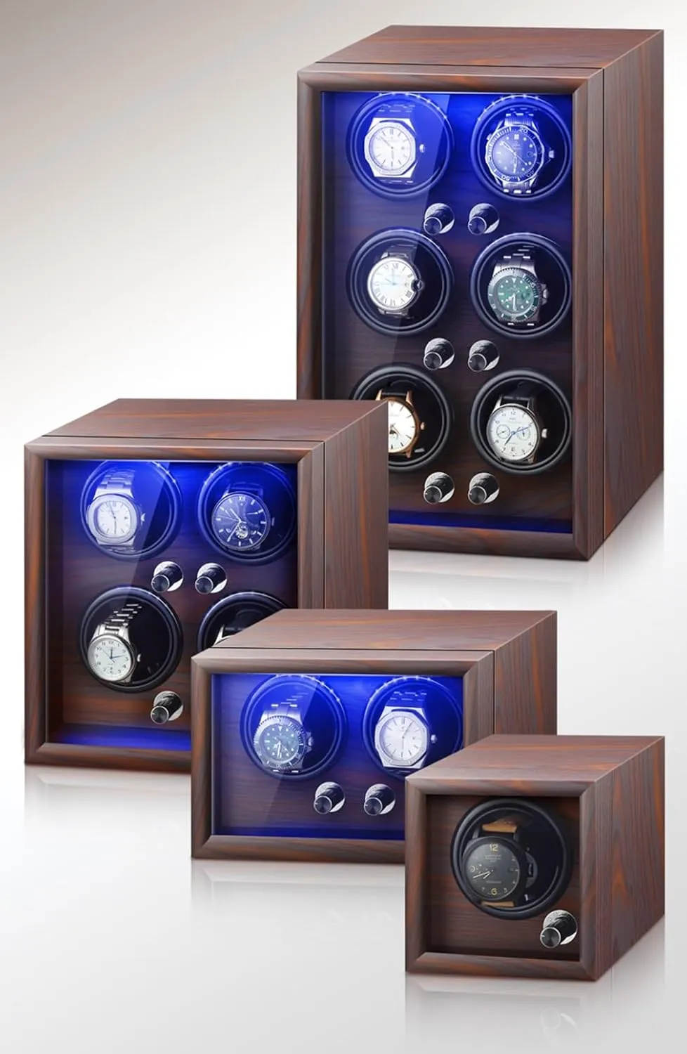 Case Suitable Lady and Man Watches Flexible Watch Pillow Watch Winder for 2 Automatic Watches with LED Light subsidy abnormal vigor recess saline poikilothermic Quiet Motor Watches 