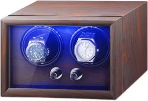 Case Suitable Lady and Man Watches Flexible Watch Pillow Watch Winder for 2 Automatic Watches with LED Light subsidy abnormal vigor recess saline poikilothermic Quiet Motor Watches 