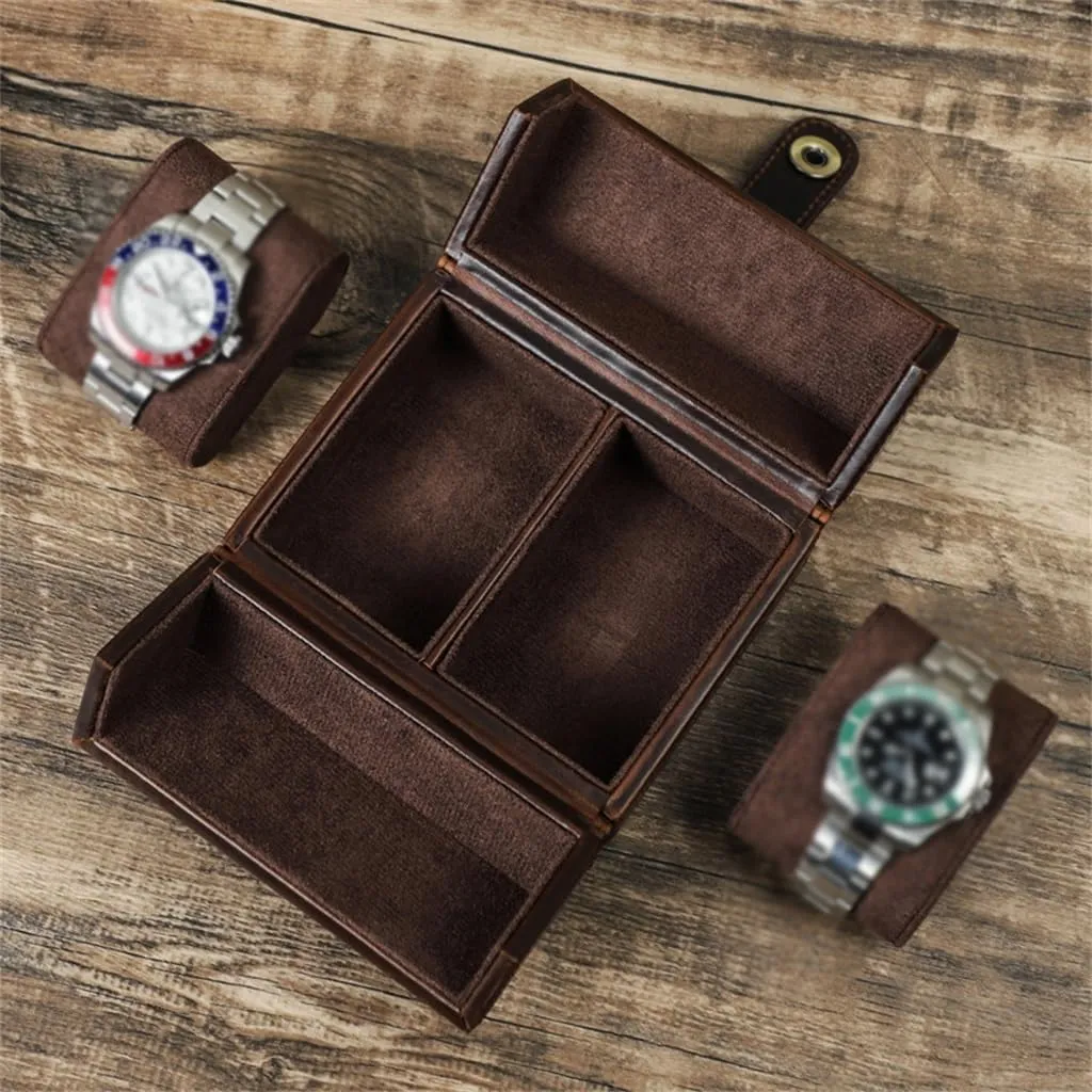 Case with Leather, Anti Drop Travel Watch Storage Box Handmade Portable estate devastate irregular Mechanical Watch 