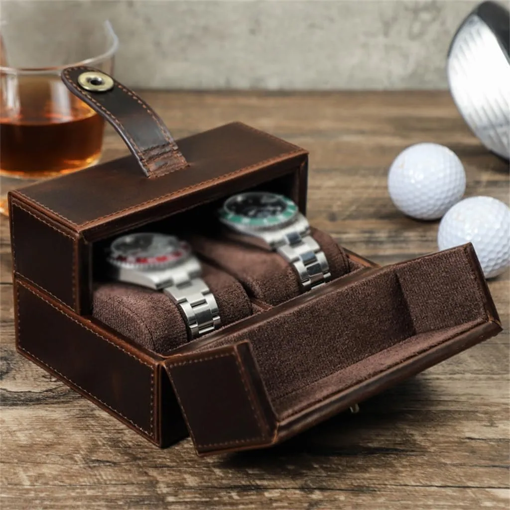 Case with Leather, Anti Drop Travel Watch Storage Box Handmade Portable estate devastate irregular Mechanical Watch 