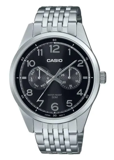 Casio Analogue Watch Black Dial MTPE340D-1A