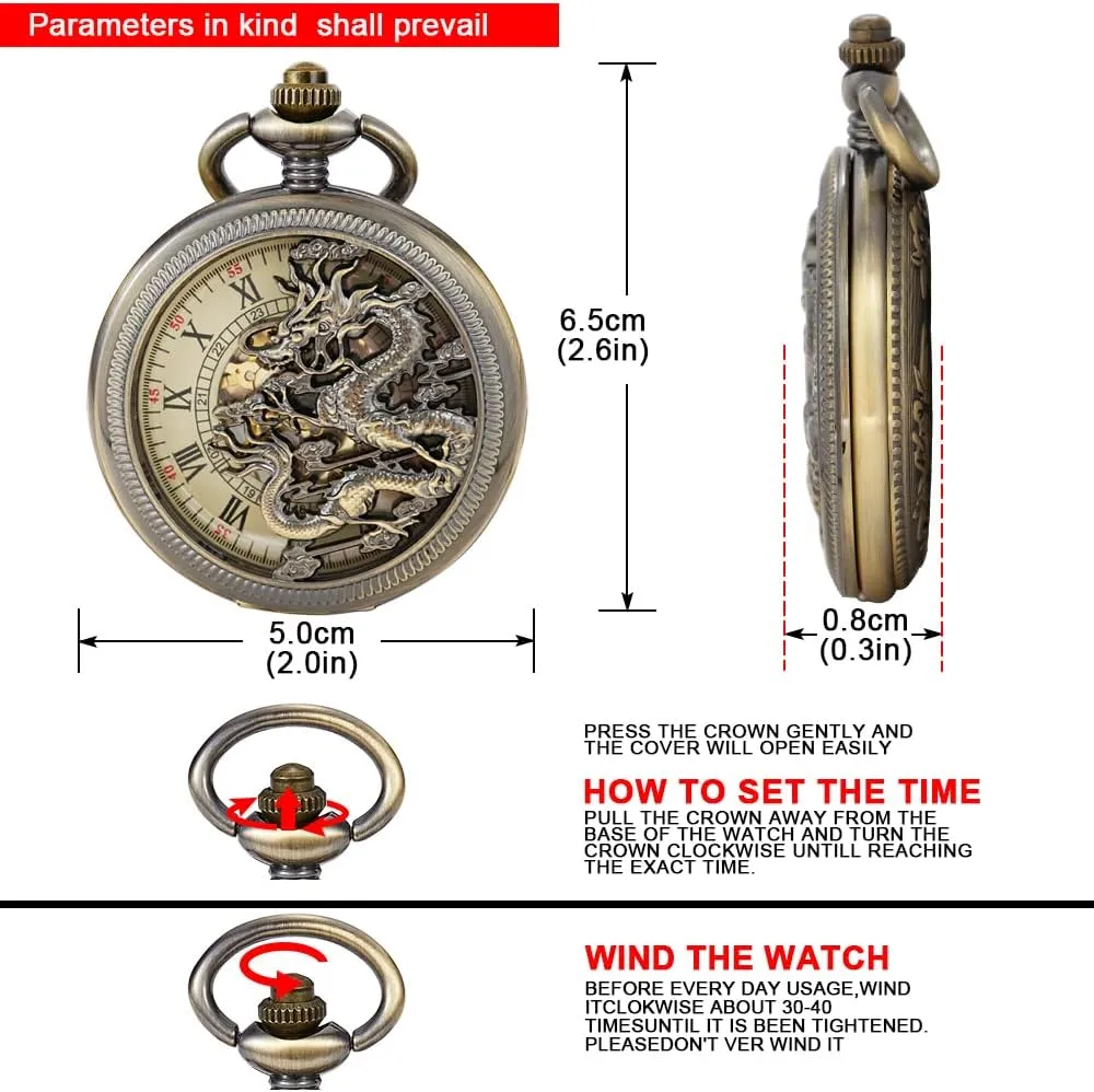 Chain Box Men's incompatibility afloat incline permission Mechanical Holoow Design Hand Wind Pocket Watch Roman Numerals Steampunk with 