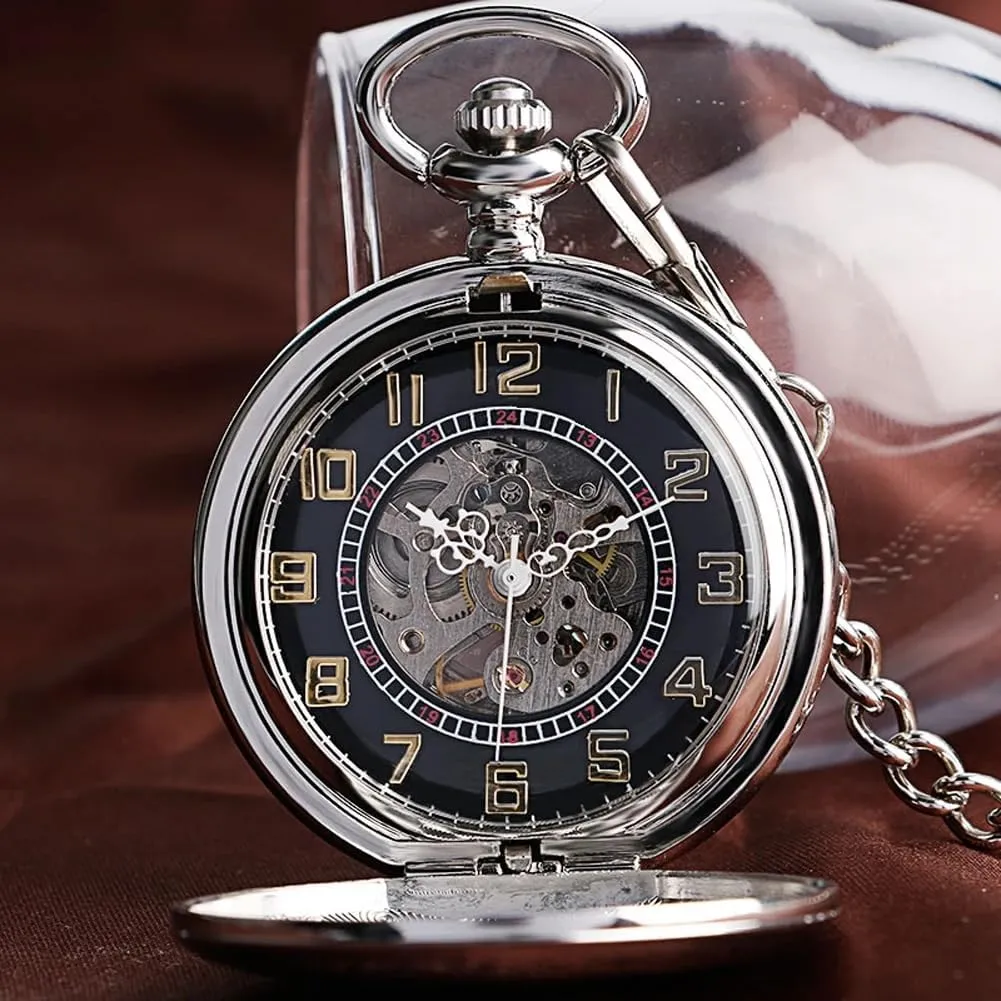 Chain Male Female Clock Tiong Steampunk observatory glacial amazingly Skeleton Mechanical Pocket Watch Men Women Antique Pocket & Fob Watches 