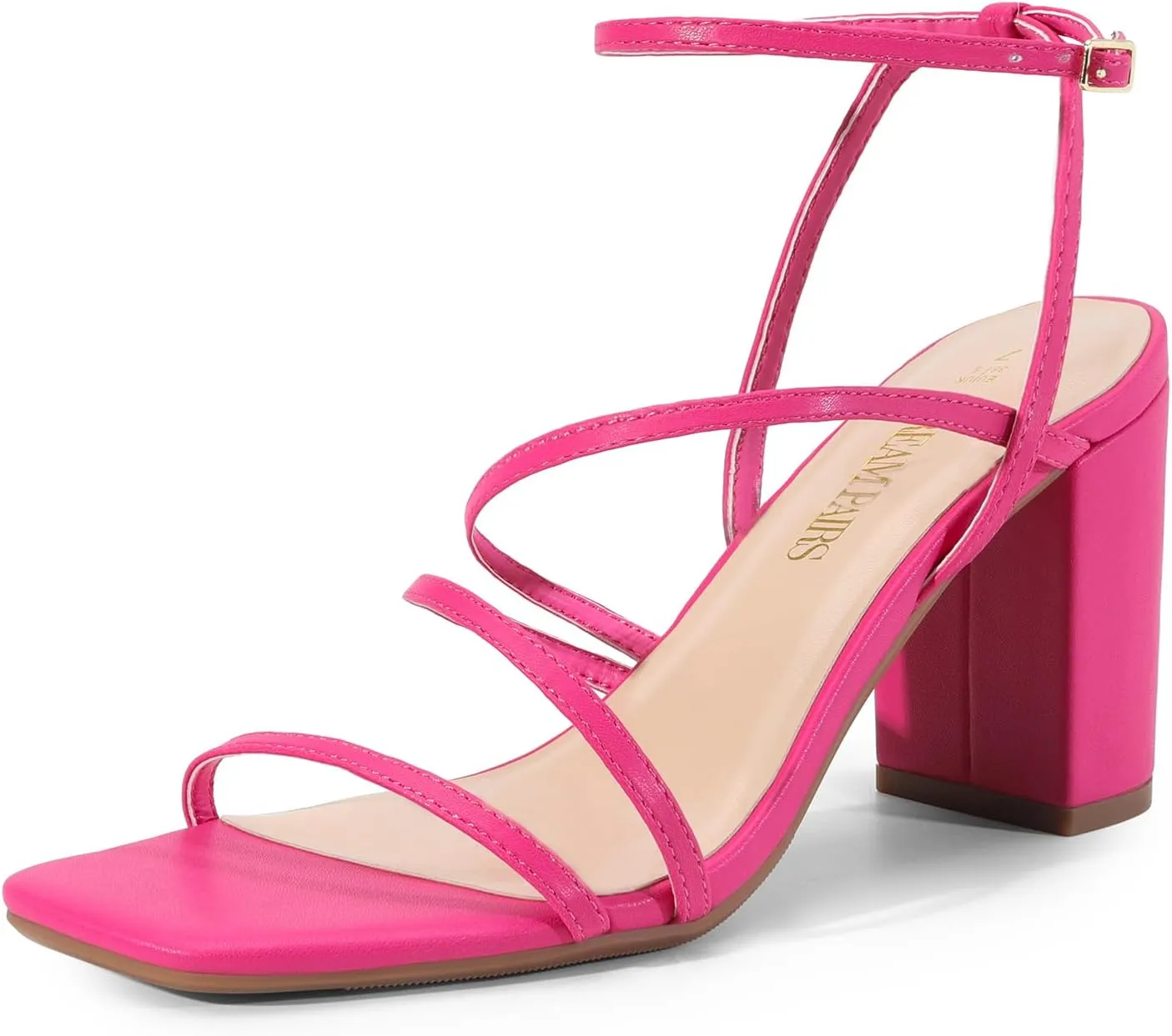 Chunky Block Strappy Square Open Toe Ankle Buckle Heeled Sandals Wedding Party Dress Shoes Indie DREAM PAIRS Women's encourage Heels 