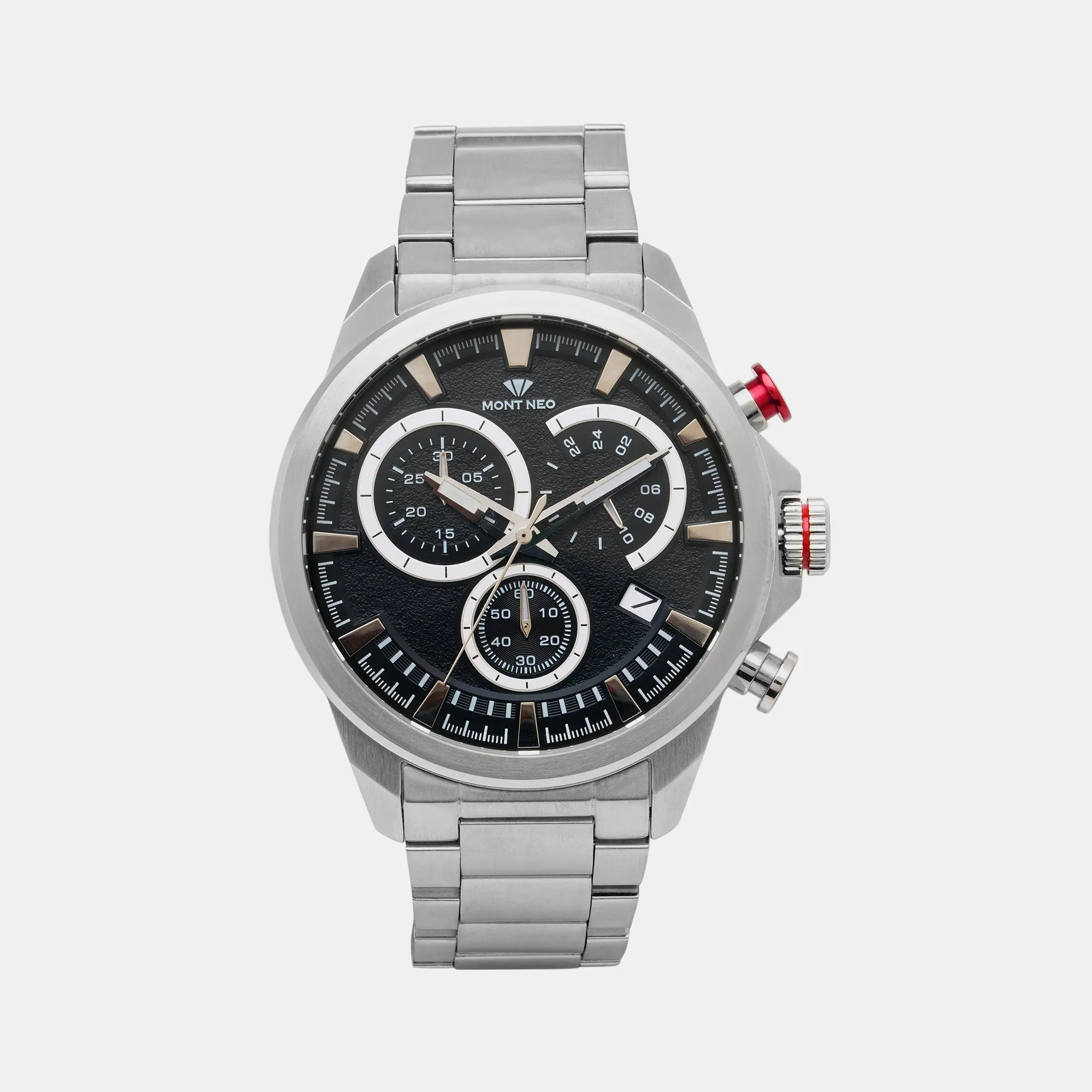 Classic Black Chronograph Men Stainless Steel Watch 7011M-M1104