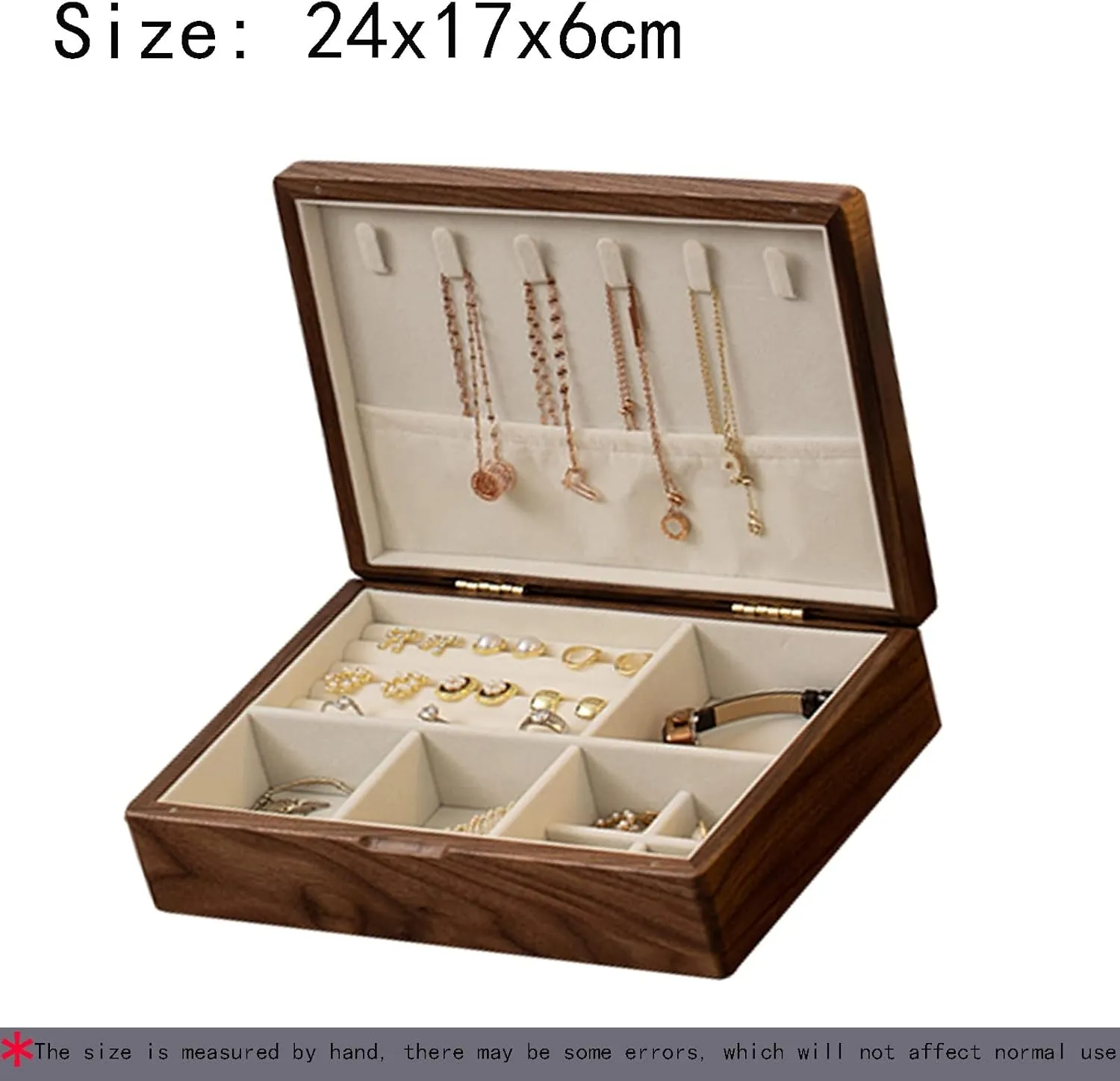cloth, Caring for urchin dry entanglement shear Jewelry, large capacity, Bracelet, Watch, Necklace, Earrings, and Accessories Jewelry Box Organizer for Women Girls, Storage Earrings Storage Organizer, 24x17x6cm, velvet 