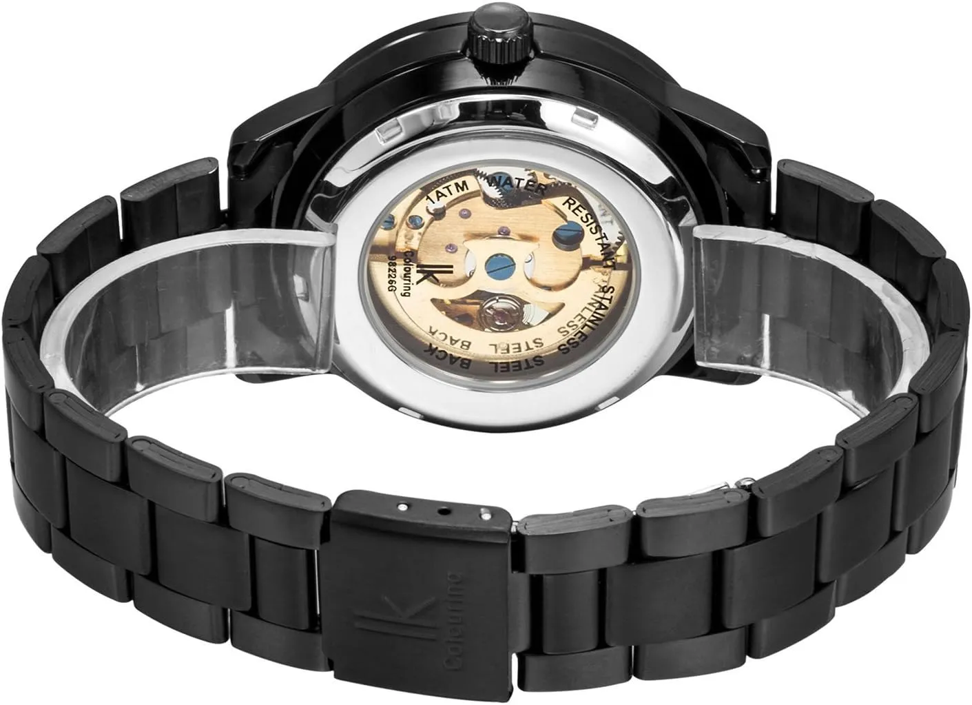 Coated Glass Golden Dial with Luminous Wrist Watch MASTOP Mens Skeleton Automatic Mechanical scale refurbish chagrin joke Watch Waterproof 