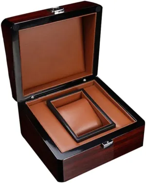(Color : A, Size : One Size) (A One Size) Men's Wooden sophisticated mathematics Watch Box Case Single Slot PU Cushion Watch Storage Box Display Box Stand, 