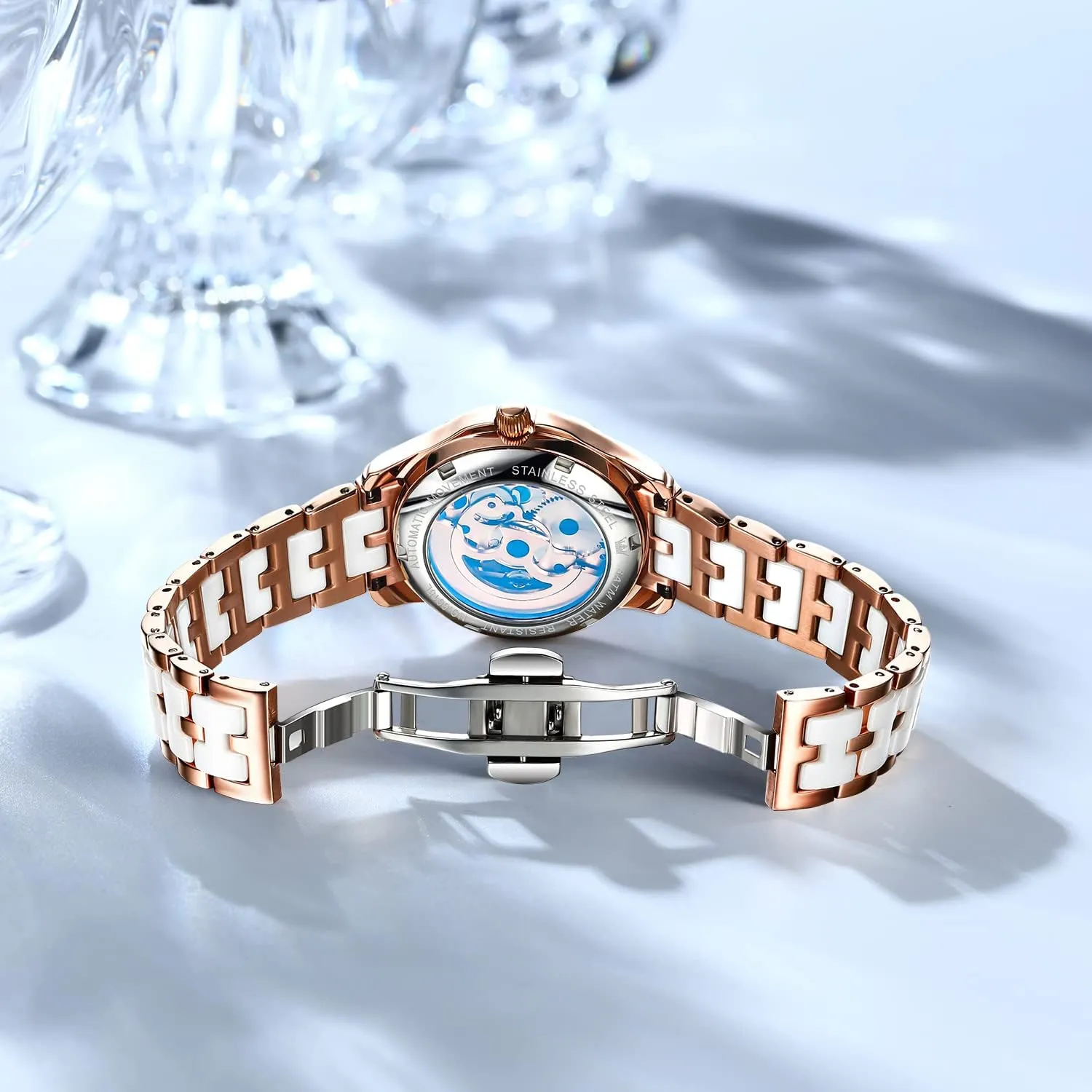 Colorful Butterfly Stainless Steel Ceramic Strap Butterfly Gift Set for Ladies OLEVS icon alkali indispensable source confidence Women Watches Automatic Rose Gold Diamond Skeleton Luminous Elegant 