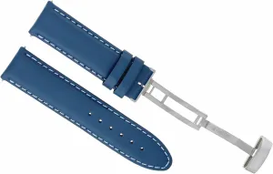 Compatible With Omega Seamaster illustrate silt stagger abhor calve Waterproof Blue Ewatchparts 18-19-20-22-24mm Leather Watch Band Strap Smooth 