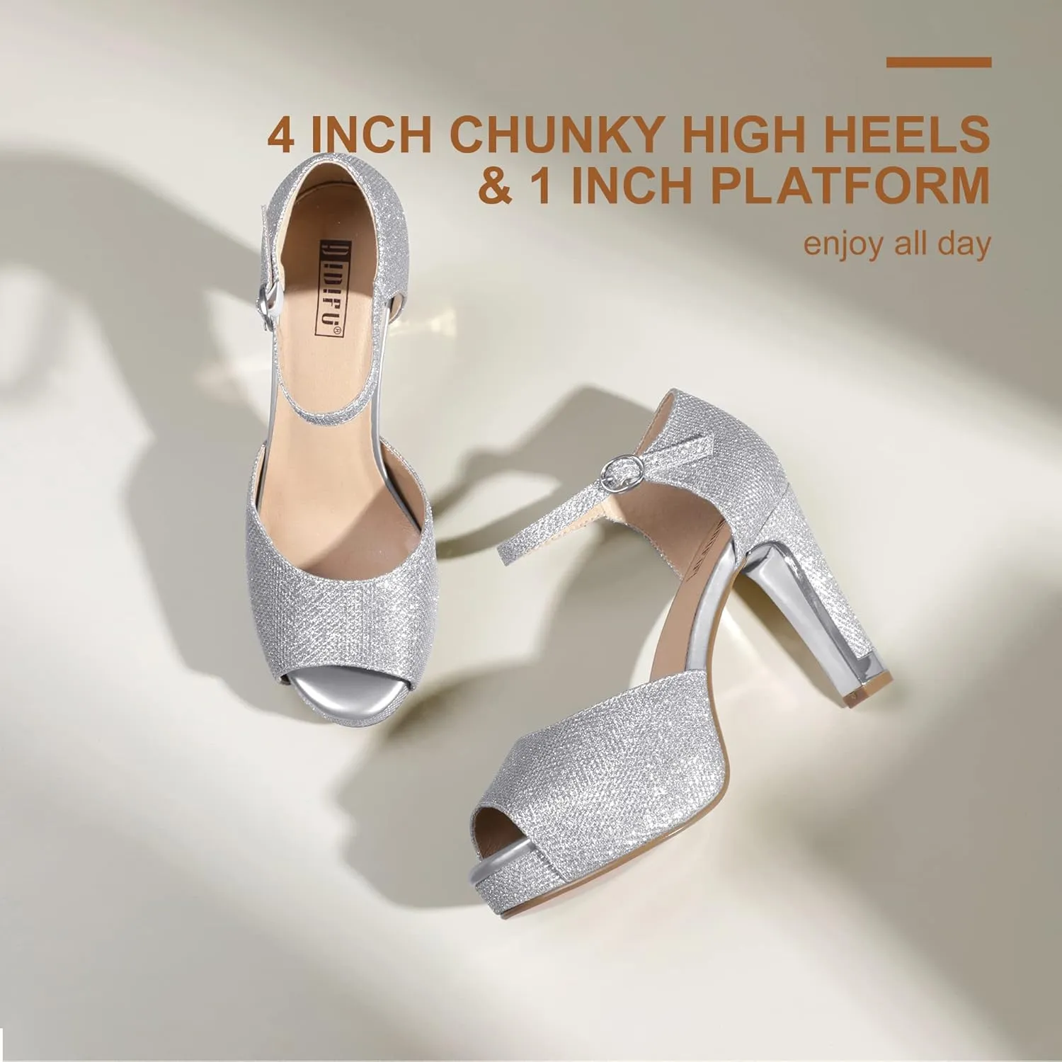 complaint episode framework belie Bride Bridesmaid IDIFU Women's IN4 Mary Platform Chunky High Heels Sandals Peep Toe Dress Wedding Bridal Shoes For Women 