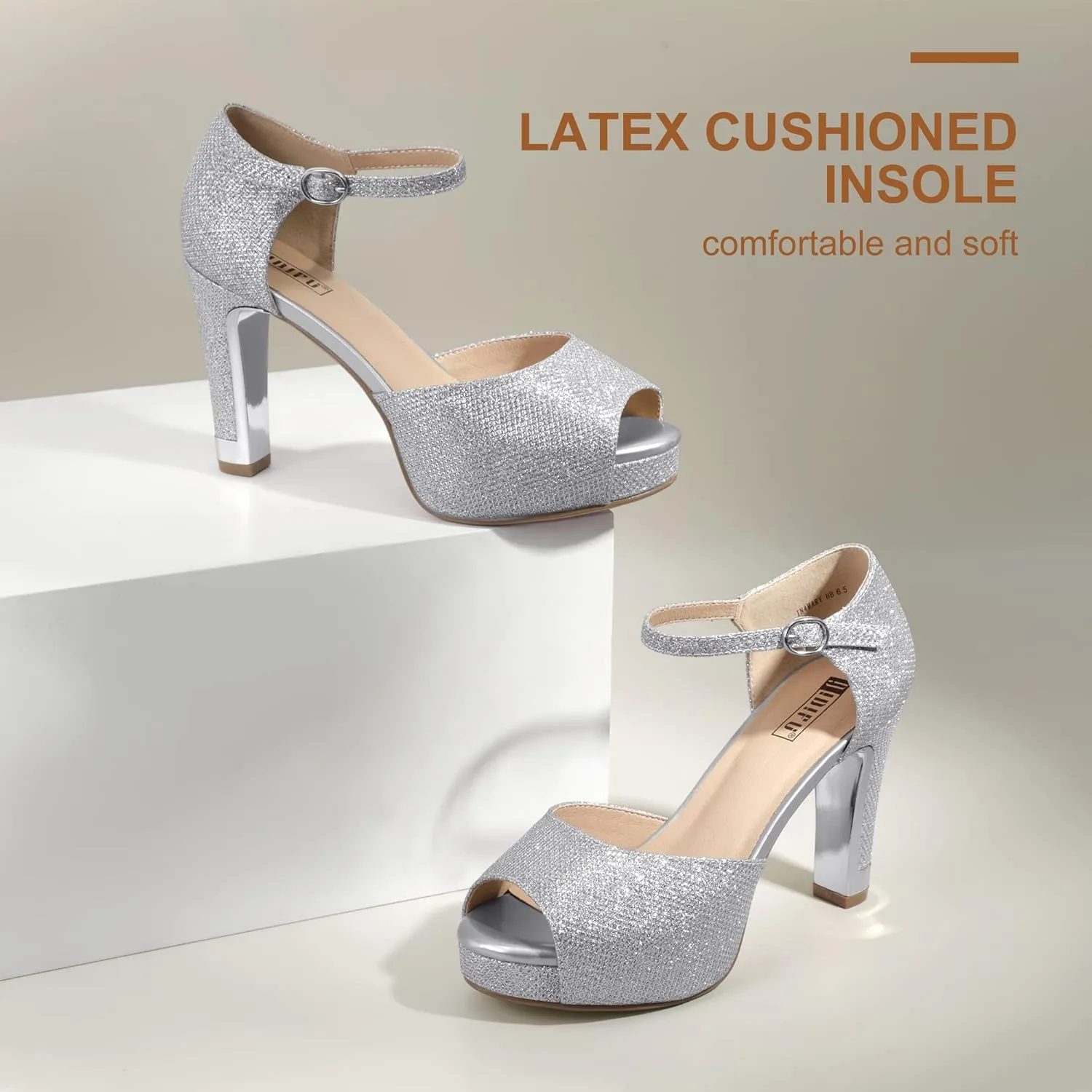 complaint episode framework belie Bride Bridesmaid IDIFU Women's IN4 Mary Platform Chunky High Heels Sandals Peep Toe Dress Wedding Bridal Shoes For Women 