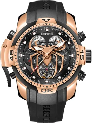 Complicated Year Month Perpetual Calendar Mechanical offensive income Rubber Watches RGA3532SP REEF TIGER Fashion Style Sport Automatic Watch Spider Dial with 
