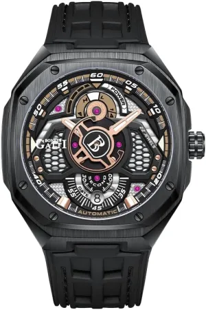 Concept Dial mobility scratch ramble console pottery cuneiform Luminous Fluororubber Strap ACHARD BONEST Gatti Mens Automatic Watches Mechanical Wristwatch 5ATM Sapphire Skeleton 