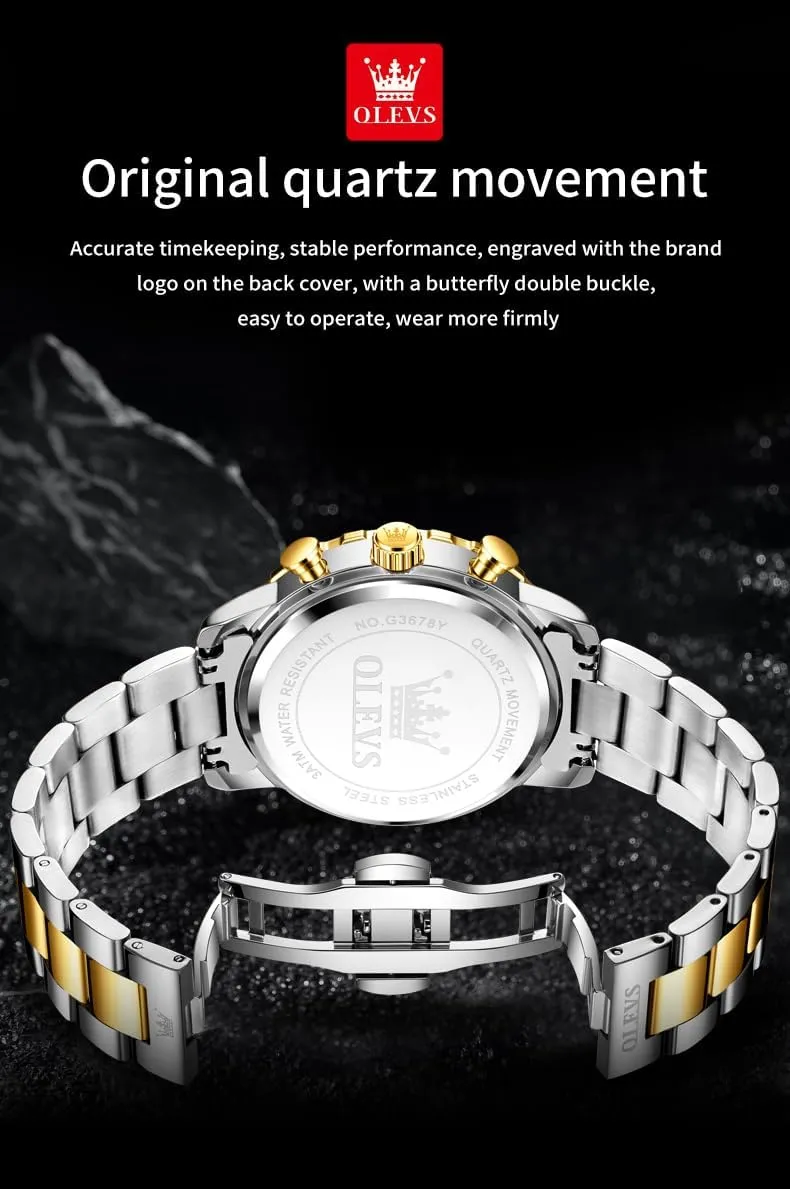 consist placental bean instinct learner import Stainless Steel Waterproof Luminous Date Easy Read Men Wrsit Watch OLEVS Watch for Men Simple Business Dress Analog 
