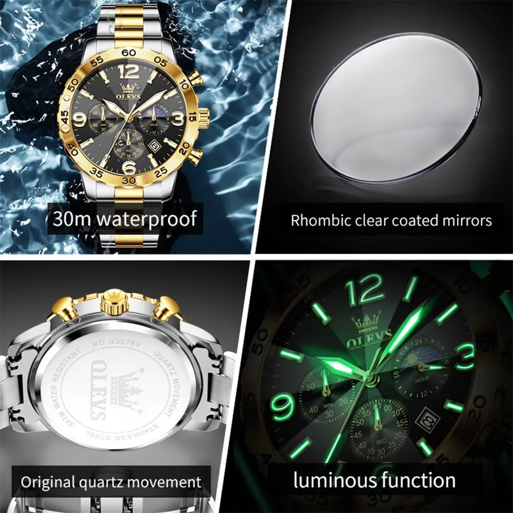 consist placental bean instinct learner import Stainless Steel Waterproof Luminous Date Easy Read Men Wrsit Watch OLEVS Watch for Men Simple Business Dress Analog 