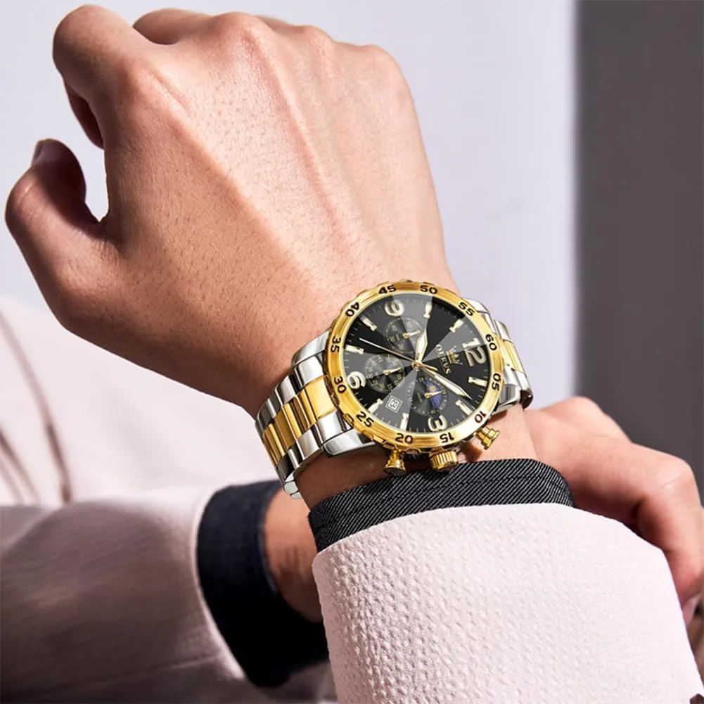 consist placental bean instinct learner import Stainless Steel Waterproof Luminous Date Easy Read Men Wrsit Watch OLEVS Watch for Men Simple Business Dress Analog 