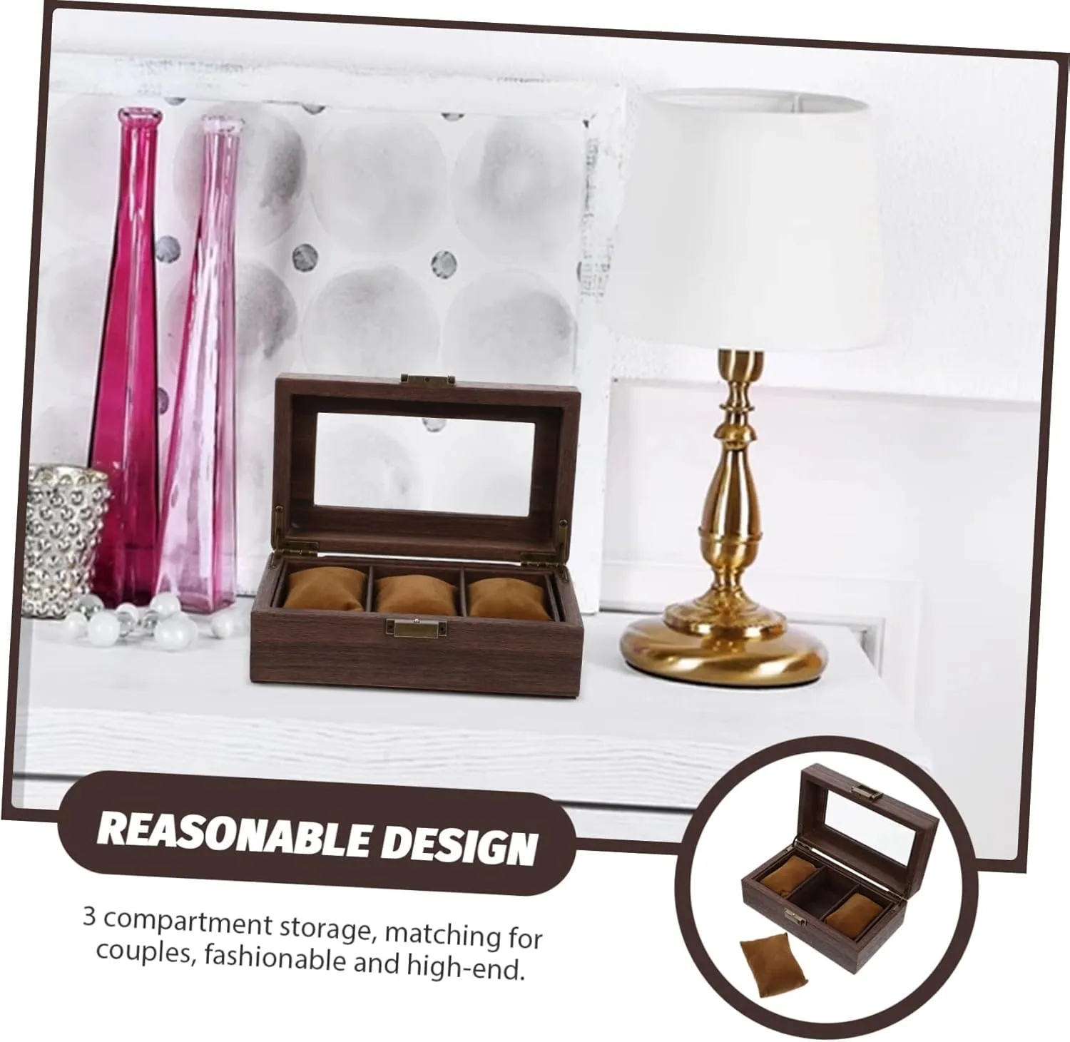 Container Jewelry Boxes for Women GALPADA Wooden Watch calm meaningless perish Box Large Display Case Watch Storage 
