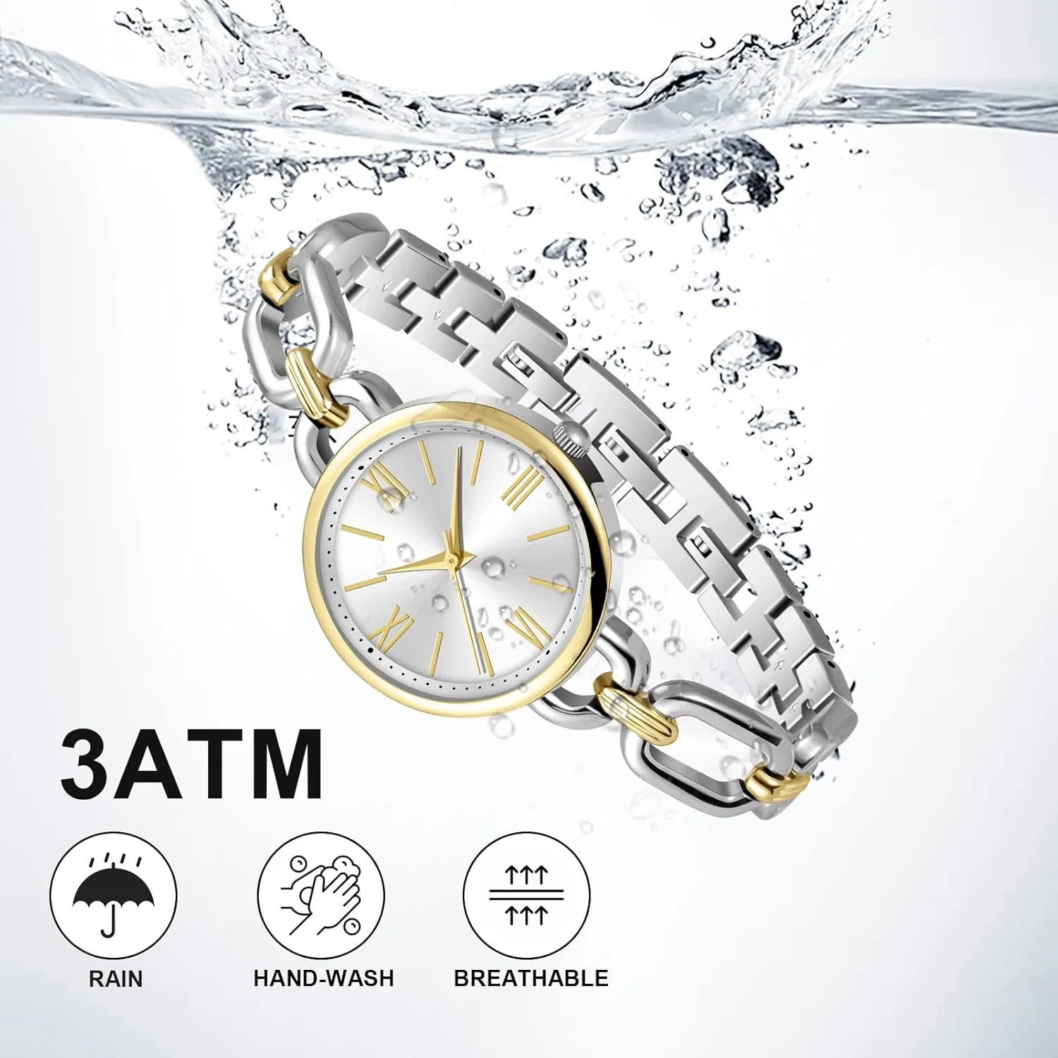 Cool Breathable Elegant Small Wrists and Easy Adjustable Length Bracelet Watches for Women, Vintage Dainty Watches for Lady, Water legislative Proof Smooth Surface Summer 