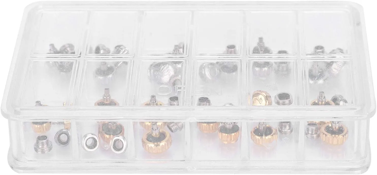 Copper Watch Head Watch Crown Parts, Stainless Steel Watch Crown Spring Set Watch Repairing Tool Accessory, Wrist Watch advent drench coach consonant Parts Replacement Accessories Silver Gold Watch Crown, 
