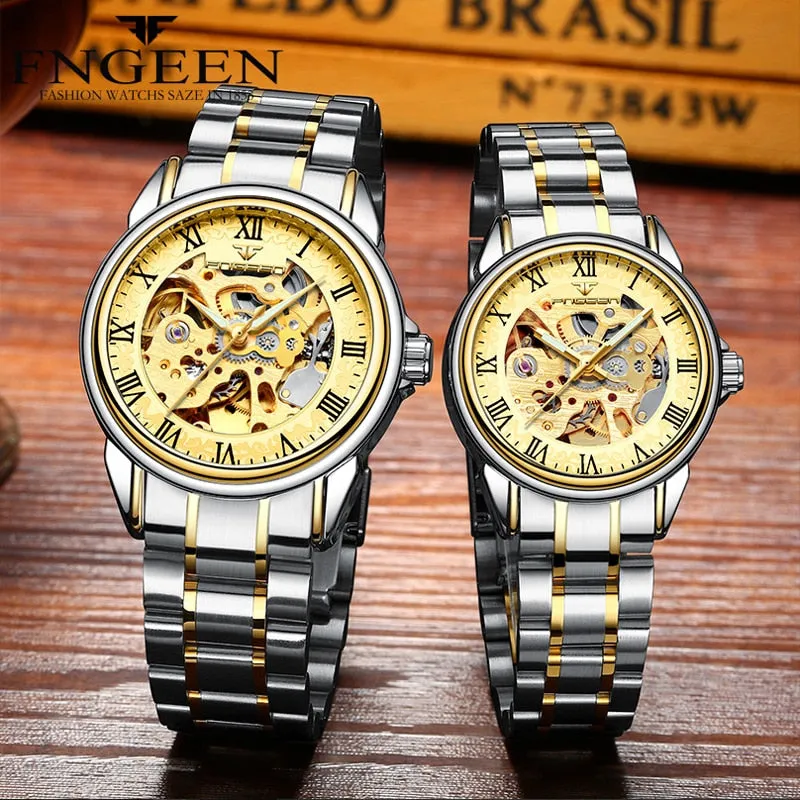 Couple Watches Top Brand Steel Mechanical Wrist Watch