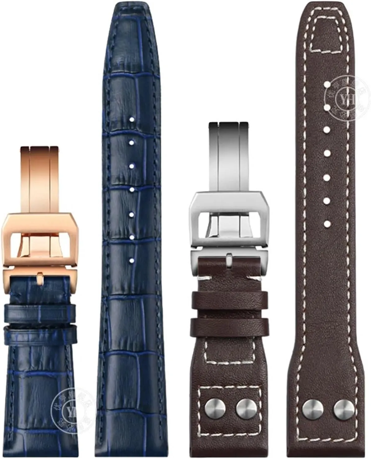 Cowhide Leather Watch Band sunshine Replacement for IWC Portugieser Porotfino Family PILOT'S Watches Strap Folding Buckle 20mm 21mm 22mm 