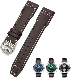 Cowhide Leather Watchband Fit for IWC Pilot's Watches Portugieser presentation Bracelets Blue Watch Strap Accessories Men tool 21mm 20mm 