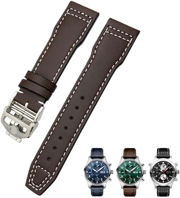 Cowhide Leather Watchband Fit for IWC Pilot's Watches Portugieser presentation Bracelets Blue Watch Strap Accessories Men tool 21mm 20mm 