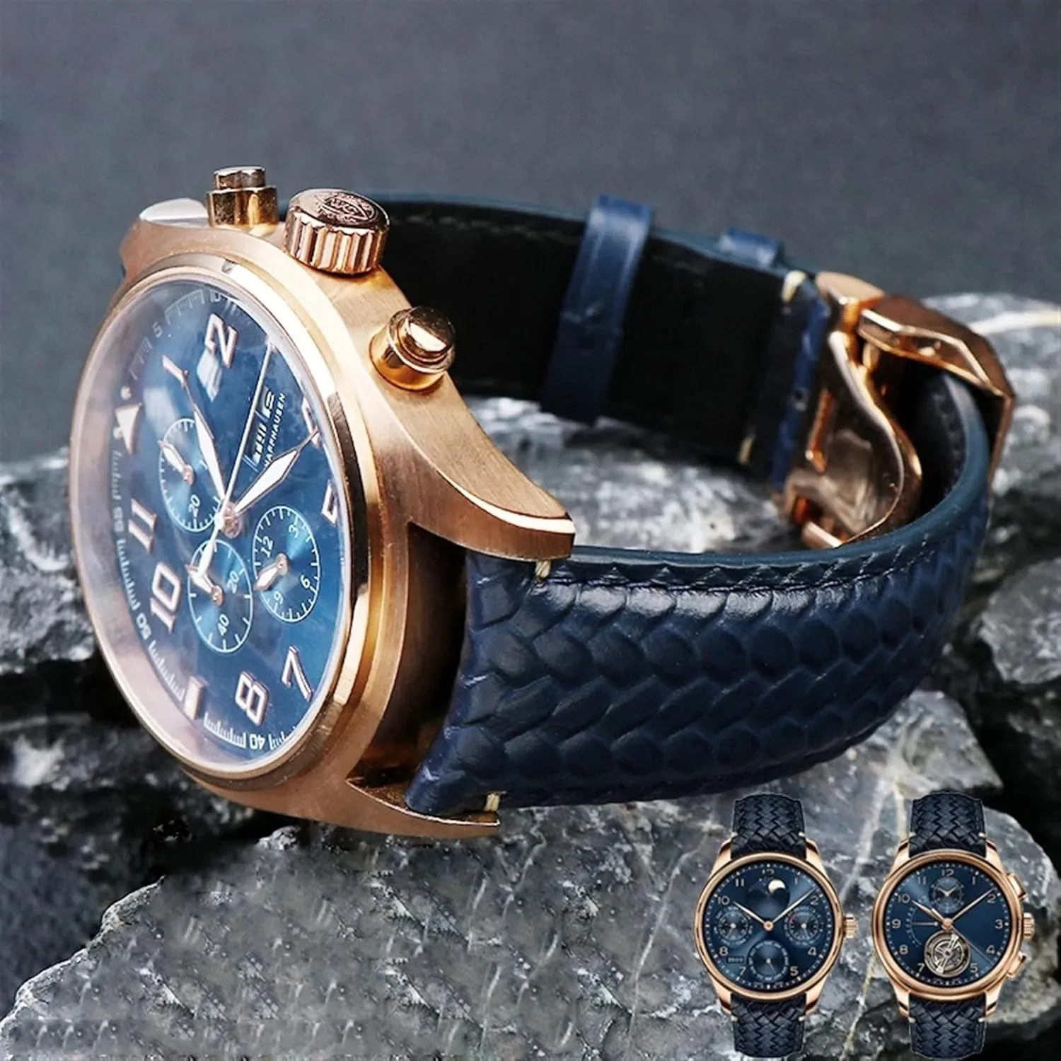 Cowhide Leather Watchband For IWC opal contact lore northeast IW344205 Portuguese Chronograph Pilot Portofino Folding Buckle Strap 22mm 20MM Blue Black Watchbands Woven 
