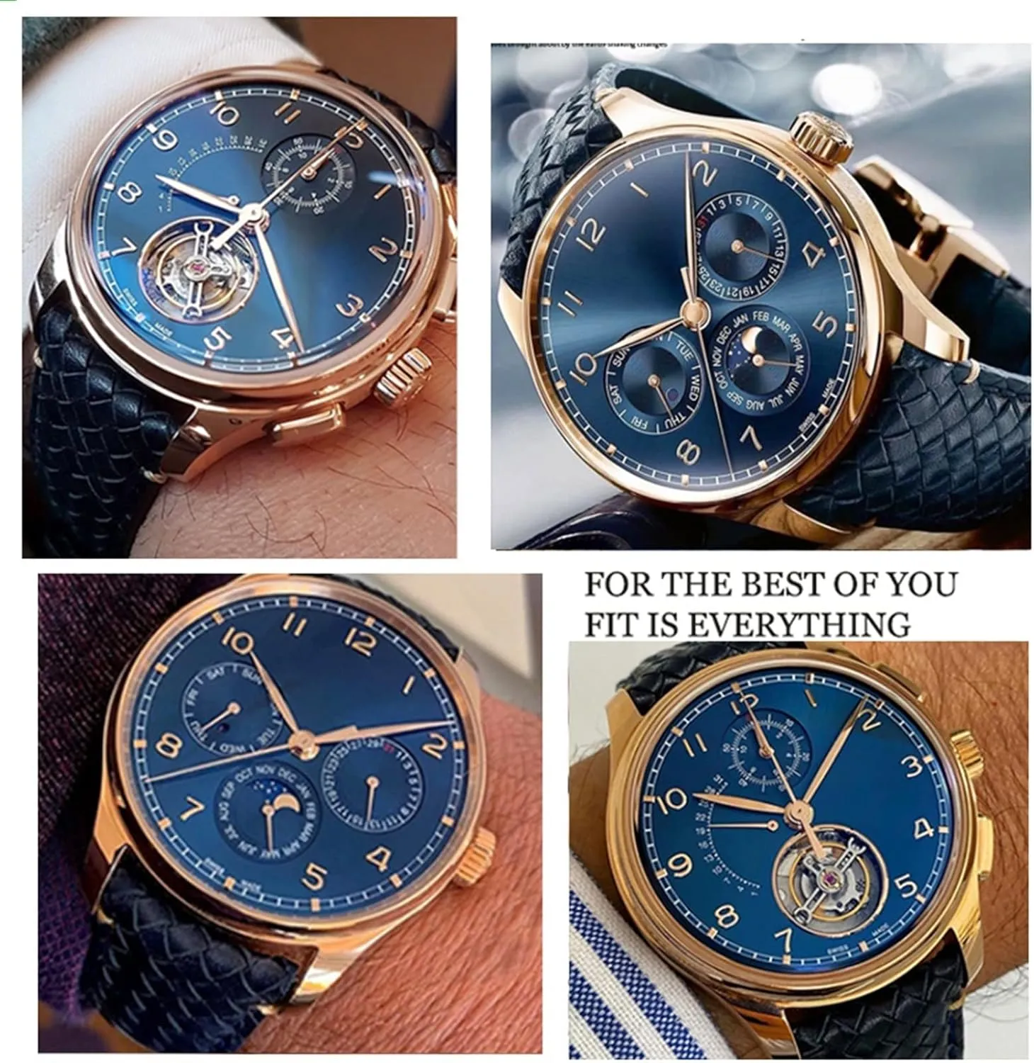 Cowhide Leather Watchband For IWC opal contact lore northeast IW344205 Portuguese Chronograph Pilot Portofino Folding Buckle Strap 22mm 20MM Blue Black Watchbands Woven 