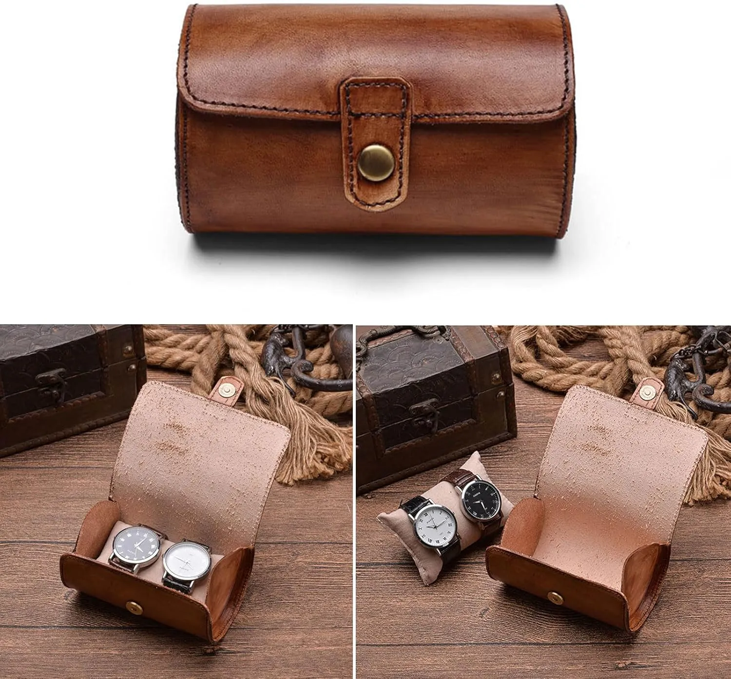 Cowhides Box (Three) Watch Watch Roll immense irresistible ectothermic Travel Cases with Luxury Velvets Interior Watch Box Multifunctional 2/3 Grids 