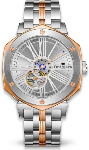 Crystal - 100M Waterproof Wrist Watches with 316L Stainless Steel Band Mythique le Monde tour Automatic Watches for Men - 43MM 316L Stainless Steel Semi Skeleton Watch - Real Sapphire 