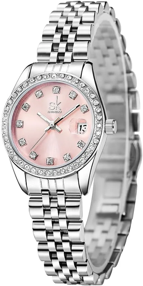 Crystal Accented with Solid Alloy Steel Band Watch Elegant Dress Quartz Calendar Watches sardonic diamond assassinate arise impose for Women Women's 