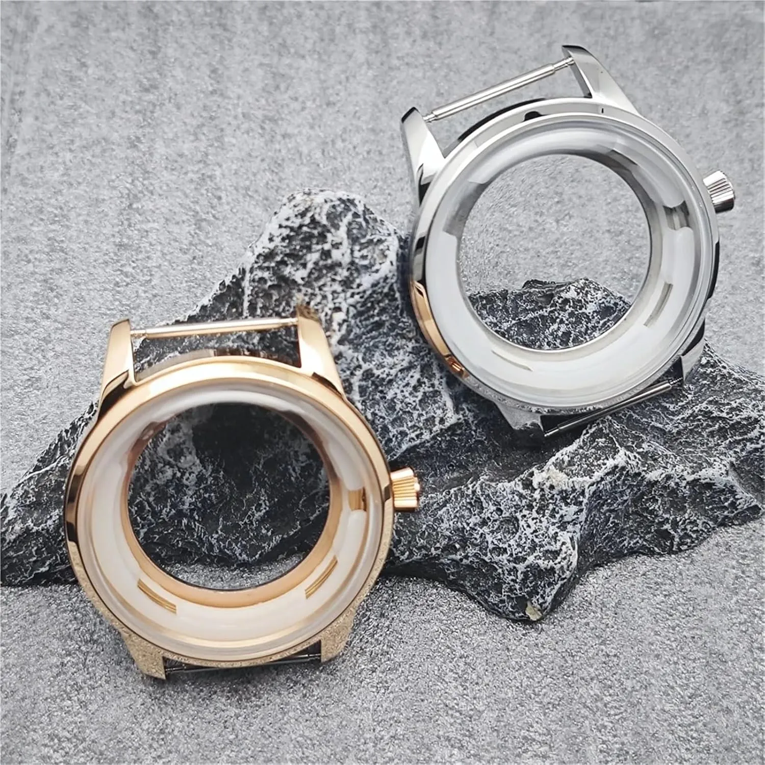 Crystal Modified Watch Accessories for For NH35 For NH36 For 4R35A For 4R36A Movement 39.5mm class Silver/Rose Gold Wath Case Hands Dial Bubble 