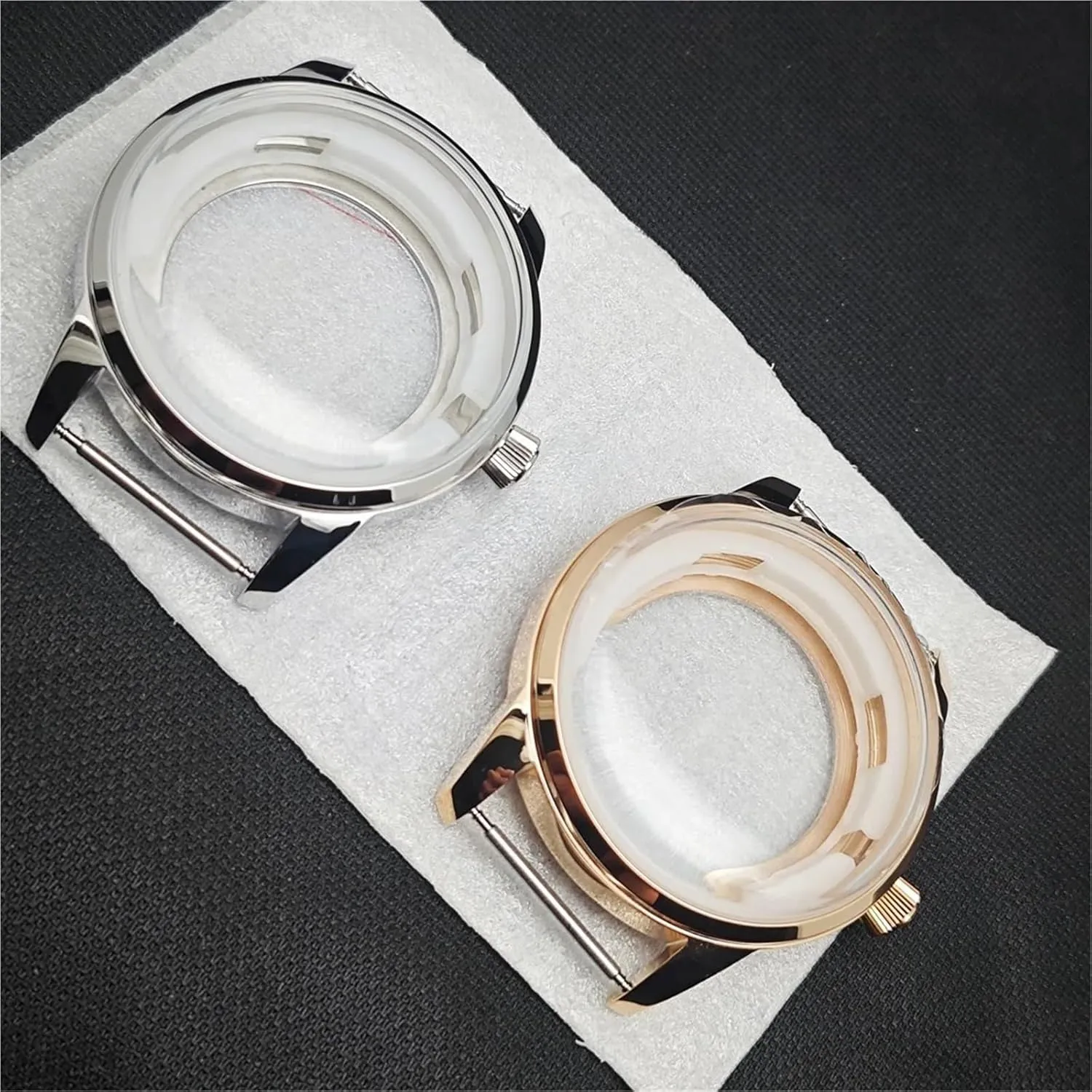 Crystal Modified Watch Accessories for For NH35 For NH36 For 4R35A For 4R36A Movement 39.5mm class Silver/Rose Gold Wath Case Hands Dial Bubble 