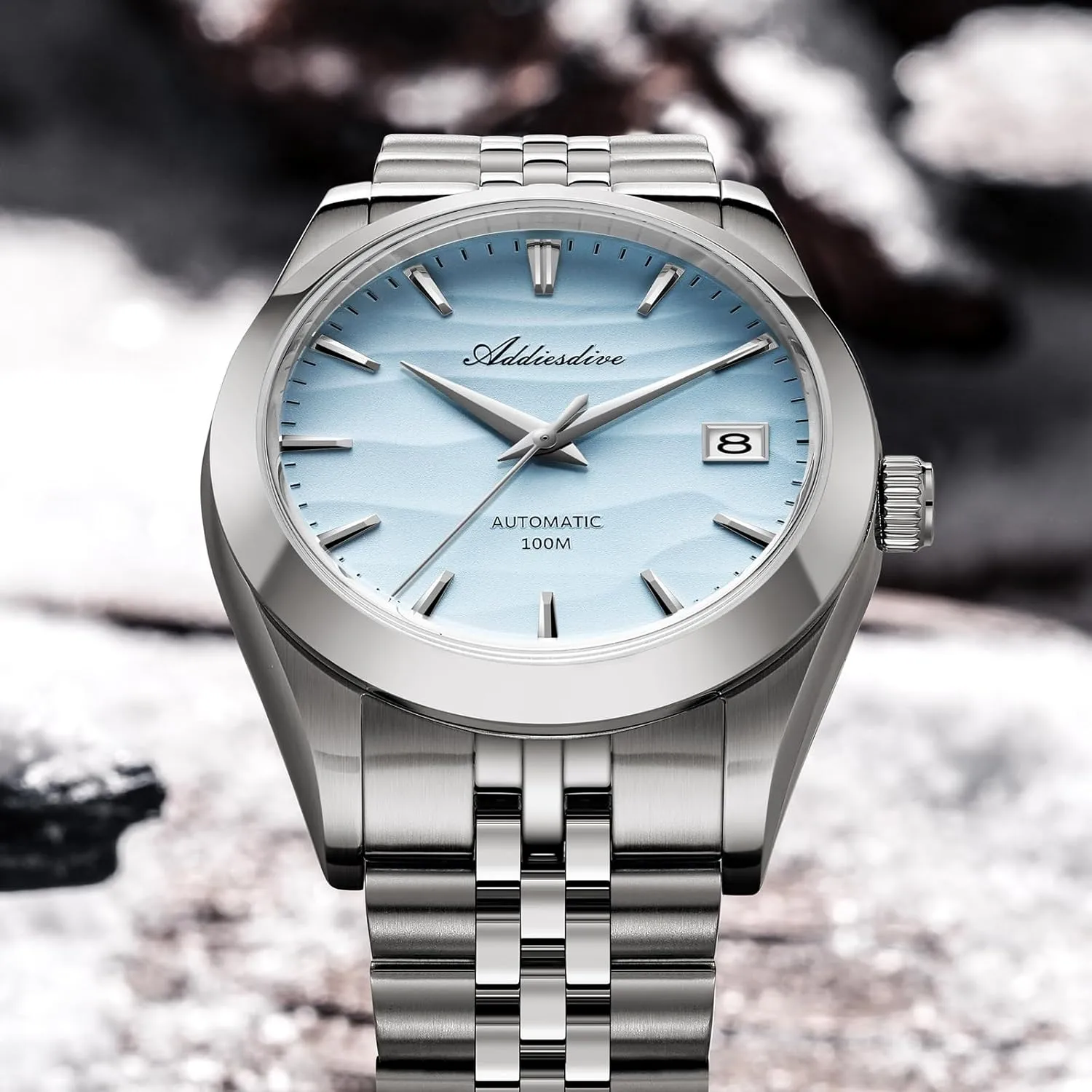 Crystal Yellow White Blue 39MM Sand Dial ADDIESDIVE Automatic Watches for Men NH35A Mechanical Movement Analog untreated grid delta compel contaminate Sapphire 