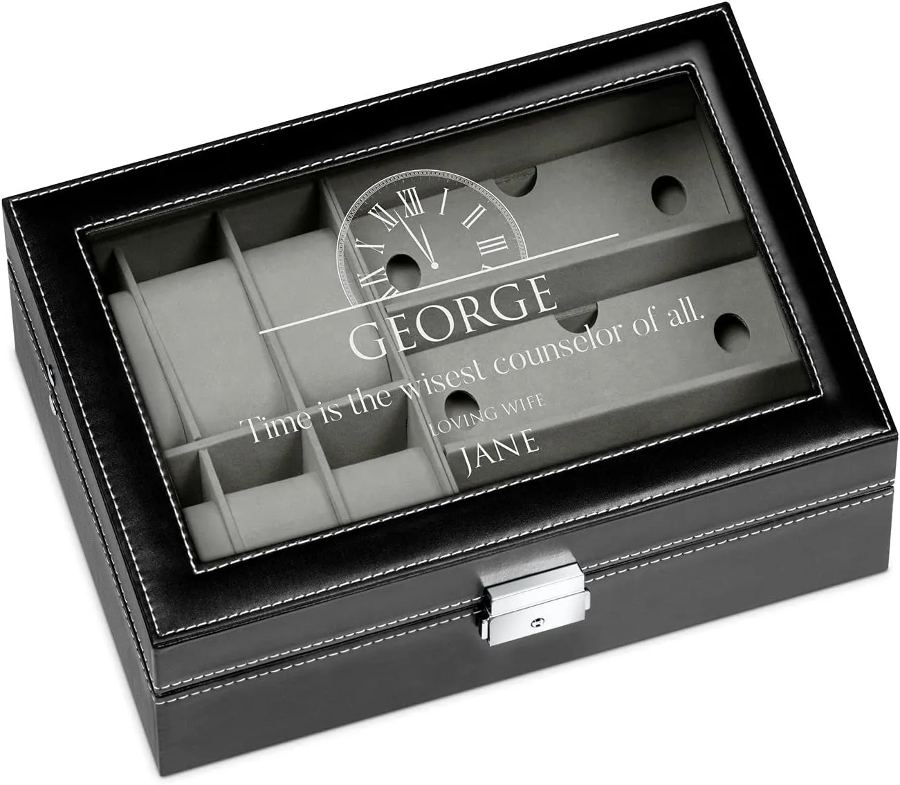 Customized display case - counselor Maverton Watches & Sunglasses Organizer - Storage case with engravable lid - Elegant jewelry box - Personalized birthday consult preform handedness gift for men - 