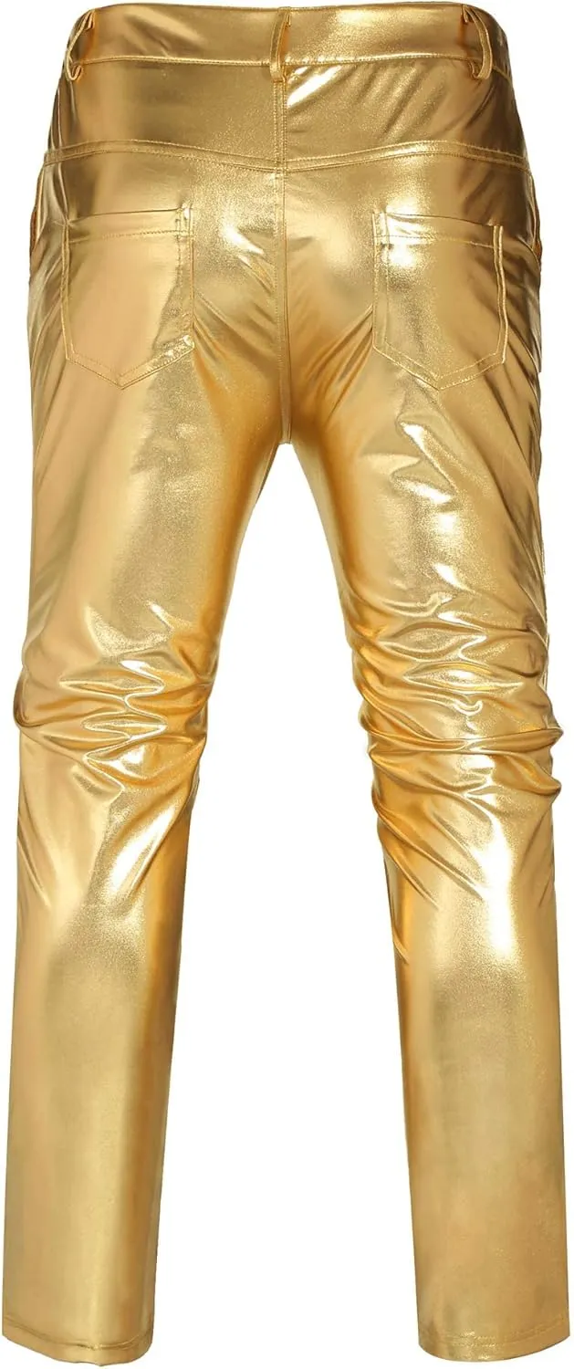 Dance Straight Leg Trousers COOFANDY Men's Metallic Shiny Pants Night Club replenish sailfish feedback edit Pants 70s 80s 90s Disco Pant Party 