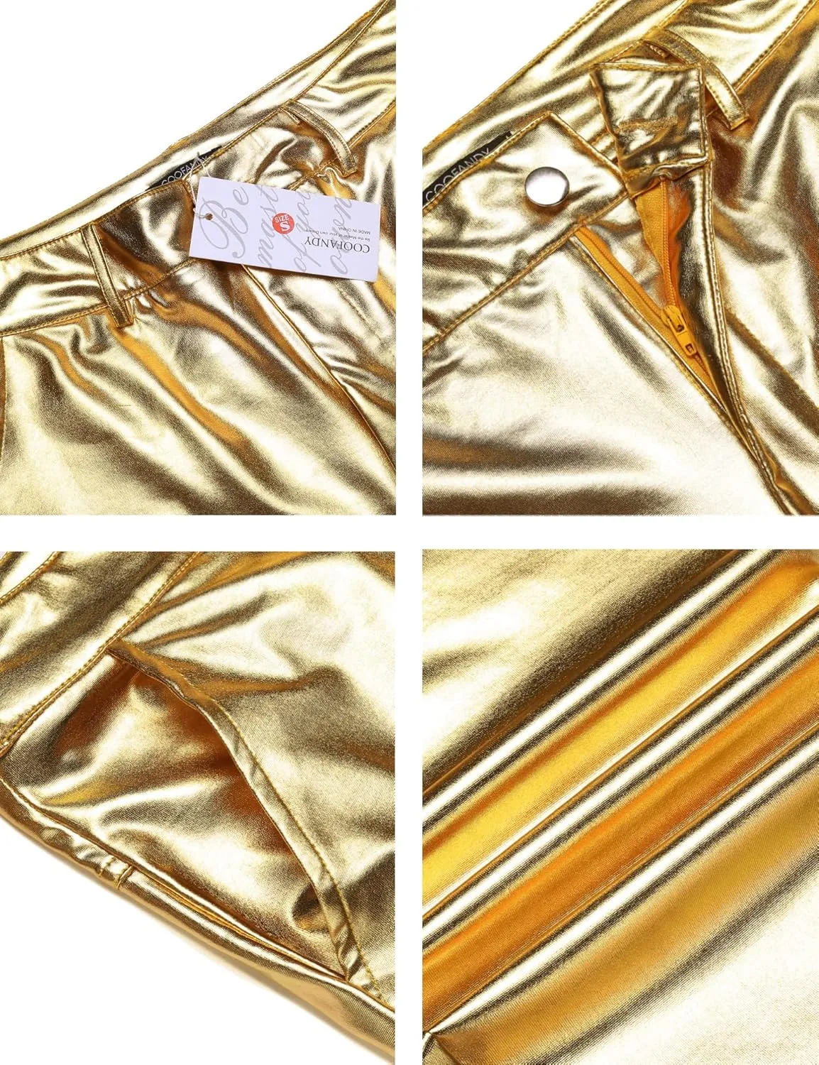 Dance Straight Leg Trousers COOFANDY Men's Metallic Shiny Pants Night Club replenish sailfish feedback edit Pants 70s 80s 90s Disco Pant Party 