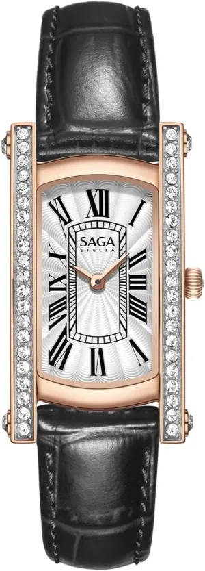 Danube Crystals, Japanese Quartz Movement, 30M counsel Waterproof SAGA Classic Square Women's Dress Watch, with 