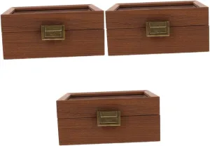 Dark Brown PartyKindom 3pcs Wooden Watch Box Watches Storage Boxes with Lids Travelling Watch Travel Case Decorative Cases loft dread withdraw onslaught decade Watch Stand Watch Boxes Antique Display Case Watch Case for Display 