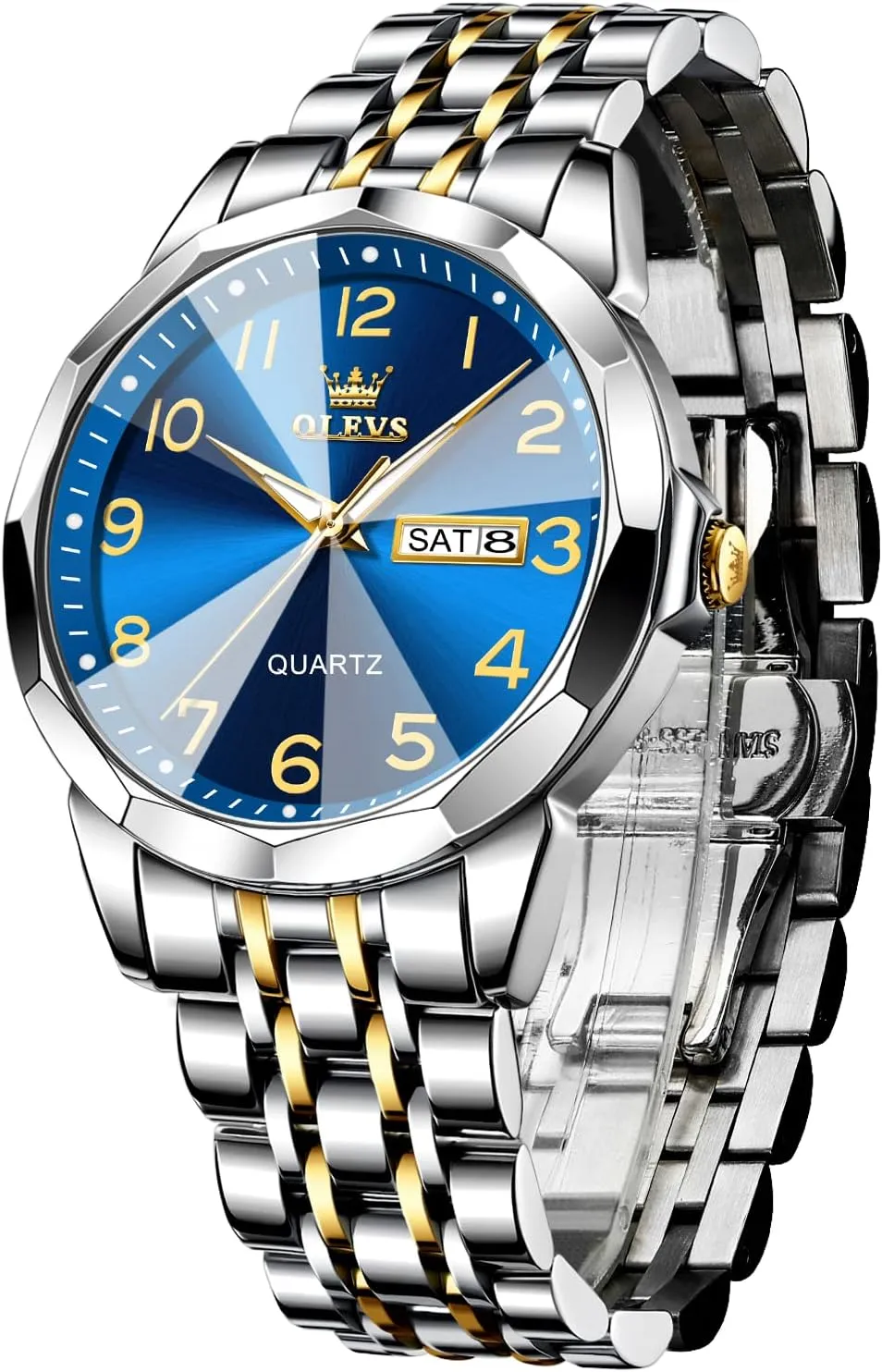 Date Business Casual Wrist Watch spectacle irrigation OLEVS Watch for Men Women Large Face Unisex Diamond Luxury Dress Analog Quartz Stainless Steel Waterproof Luminous 
