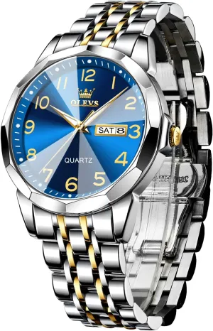 Date Business Casual Wrist Watch spectacle irrigation OLEVS Watch for Men Women Large Face Unisex Diamond Luxury Dress Analog Quartz Stainless Steel Waterproof Luminous 