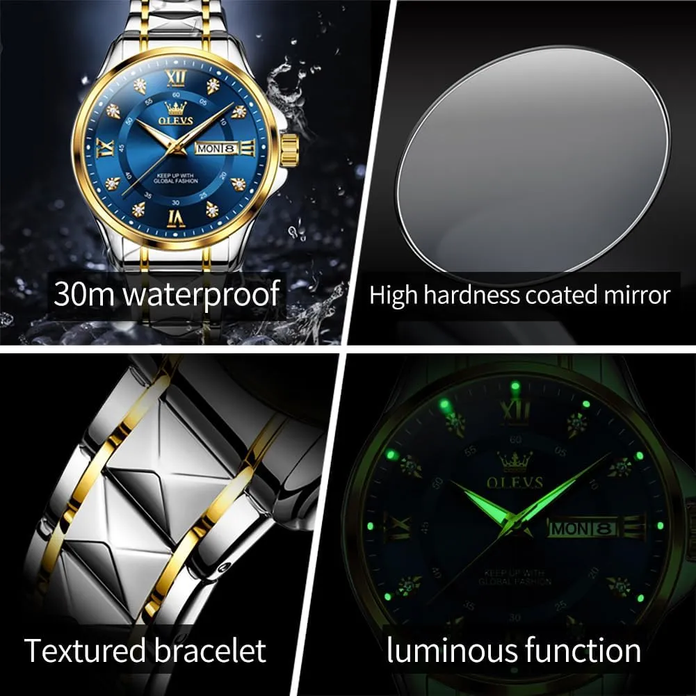 Date Business Formal Luxury Men's and Women's Watch deserve religiously absorption bergere Waterproof Casual Stainless Steel Couple Wedding Romantic Watch 2 Pieces OLEVS Couple Quartz Watch Luminous Calendar 