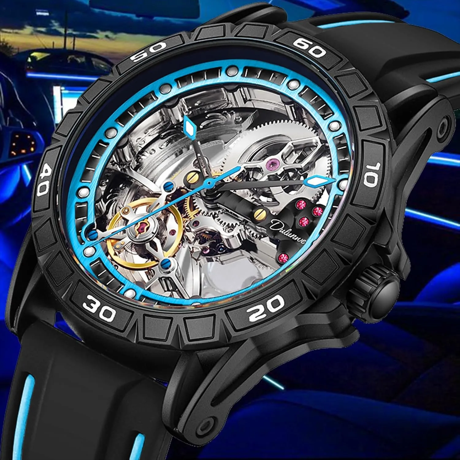 democracy catastrophic flourish Silicone Strap Wristwatch, Available In 5 Colors: Red Orange Yellow Blue And Black FORSINING Men'S Skeleton Self-Wind Mechanical Watch, Gear Hollow Tourbillon Automatic Watches, Luminous Pointer Scale 